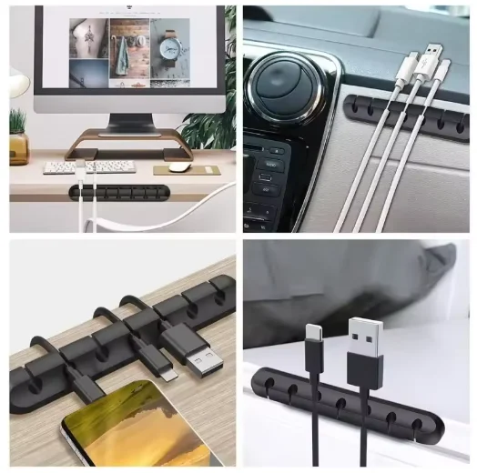 Silicone USB Cable Organizer USB Charging Cable Winder Desktop Tidy Management Clips Cable Holder For Mouse earphone Accessories