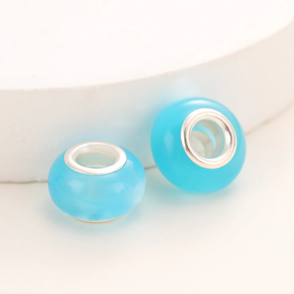 5/10 PC Classic Blue Crystal Big Hole Charm Beads fit Bracelet Keychain Necklace DIY Jewelry Making Acces