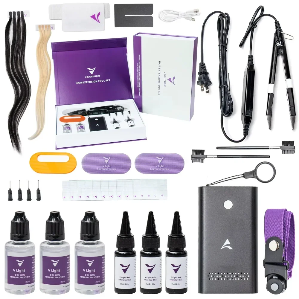 Wholesale latest UV light system Hair Extension Tools set led 12 v light new Uv light resin removal hair extension machine kit