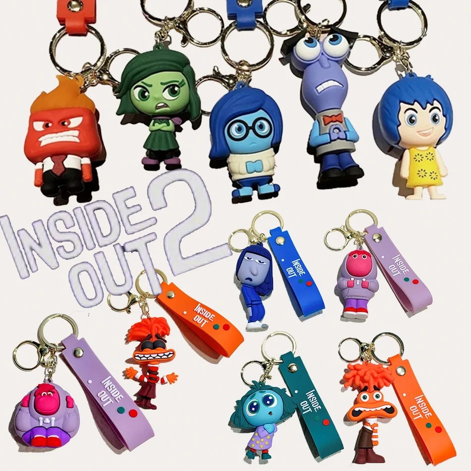 

inside out 2 3D Cartoon Keychain Pendant Joy Anxiety Anger Sadness Disgust Anime Figure Keyring for Kids Gift Decoration