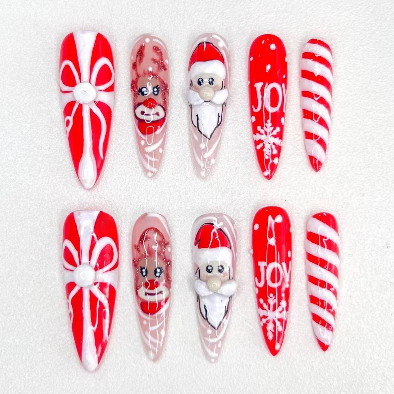 [Christmas Limited] 3D Handmade Fake Nail Relief Refers To Christmas Supplies with Fake Nails, Including A Tool Kit