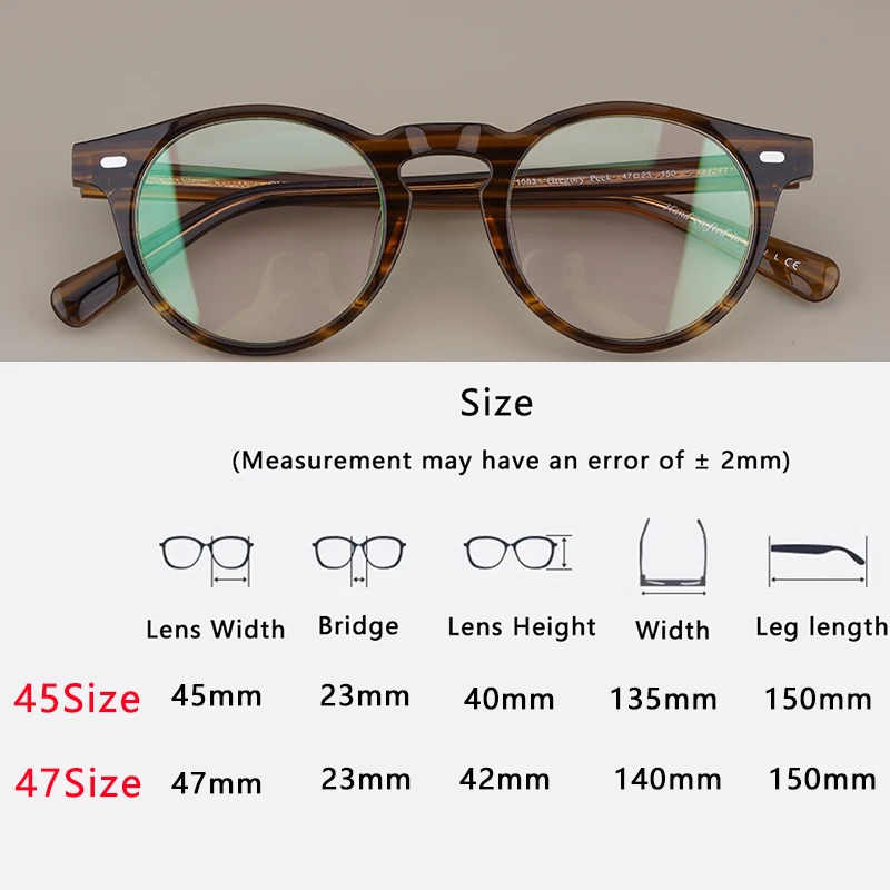 45 and 47 Size Quality Handmade Retro Vintage Round Gregory Peck Spectacle Myopia Glasses Optical Frame OV5186 Eyeglasses Frame