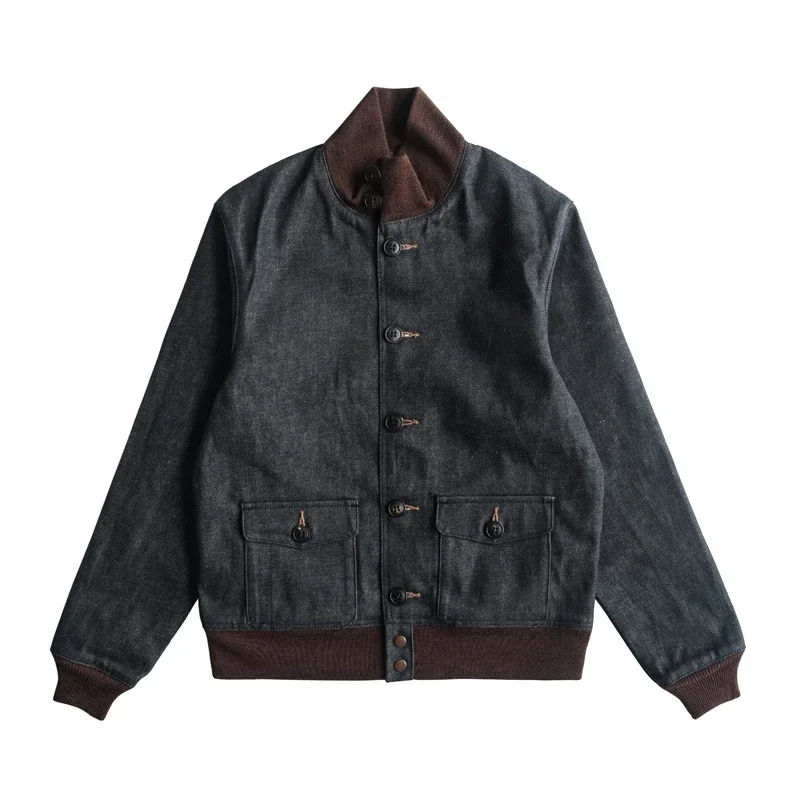 Sauce Zhan  Mens Jacket Short Lined Selvedge Denim Jacket Men A1 Flight Jacket Regular Fit
