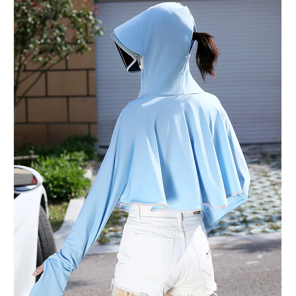 

1Pcs Sunscreen Cloak for Women Uv Protection Hoodie with Mask Premium Material Comfortable Breathable Riding Cover for Cycling