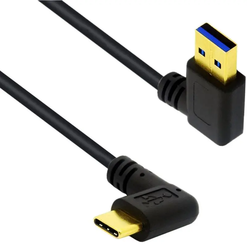 0.25m Gold Plated USB 3.0 A Male Up Down Left Right Bend Type-C Male Bend Computer Laptop Phone Data Charging Connection Cable