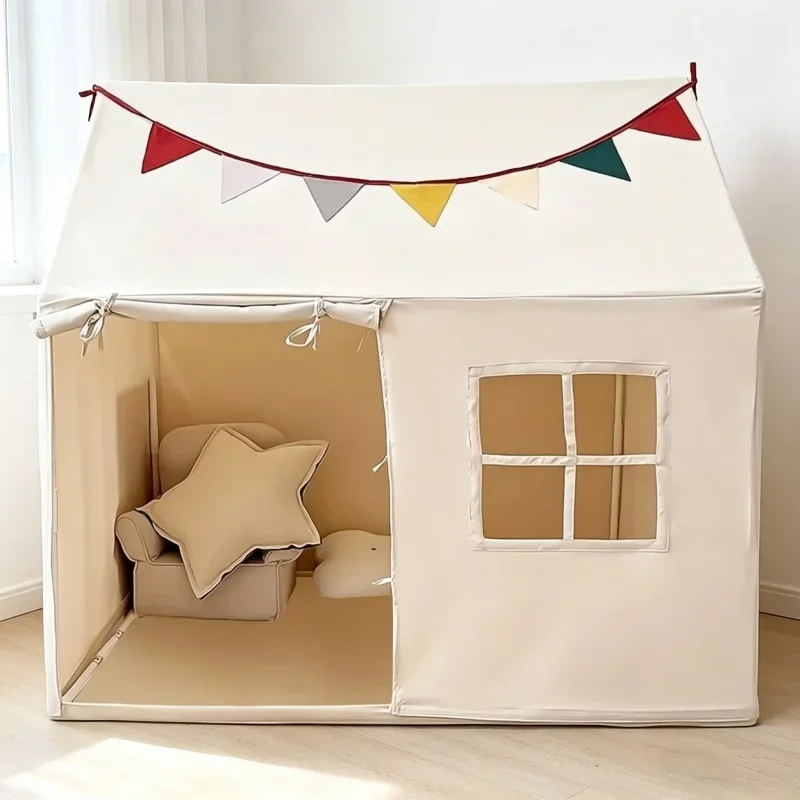 

Kids Indoor Play Game Tent Large Amusement Park Design With Colorful Flag Window Easy Clean Foldable Children Playhouse Toy Tent