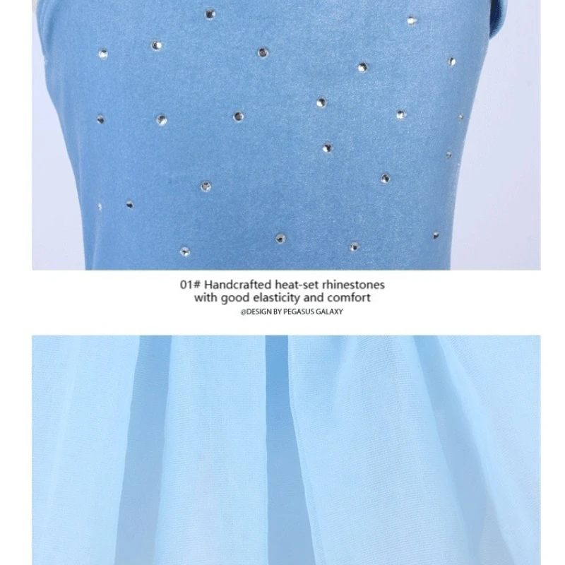 Vestido tutu de balé para meninas, bainha com lantejoulas, vestidos de veludo azul, suspensórios para crianças, strass, performance de palco de balé, roupa de dança