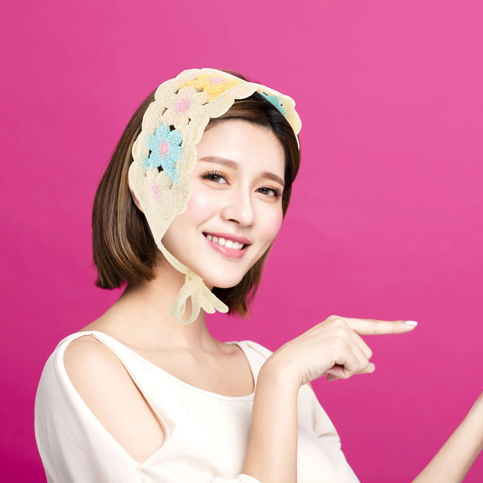 

Triangular Scarf Pastoral Style Floral Headscarf for Women Soft Lightweight Polyester Seaside Headband Bandana Outdoor Travel