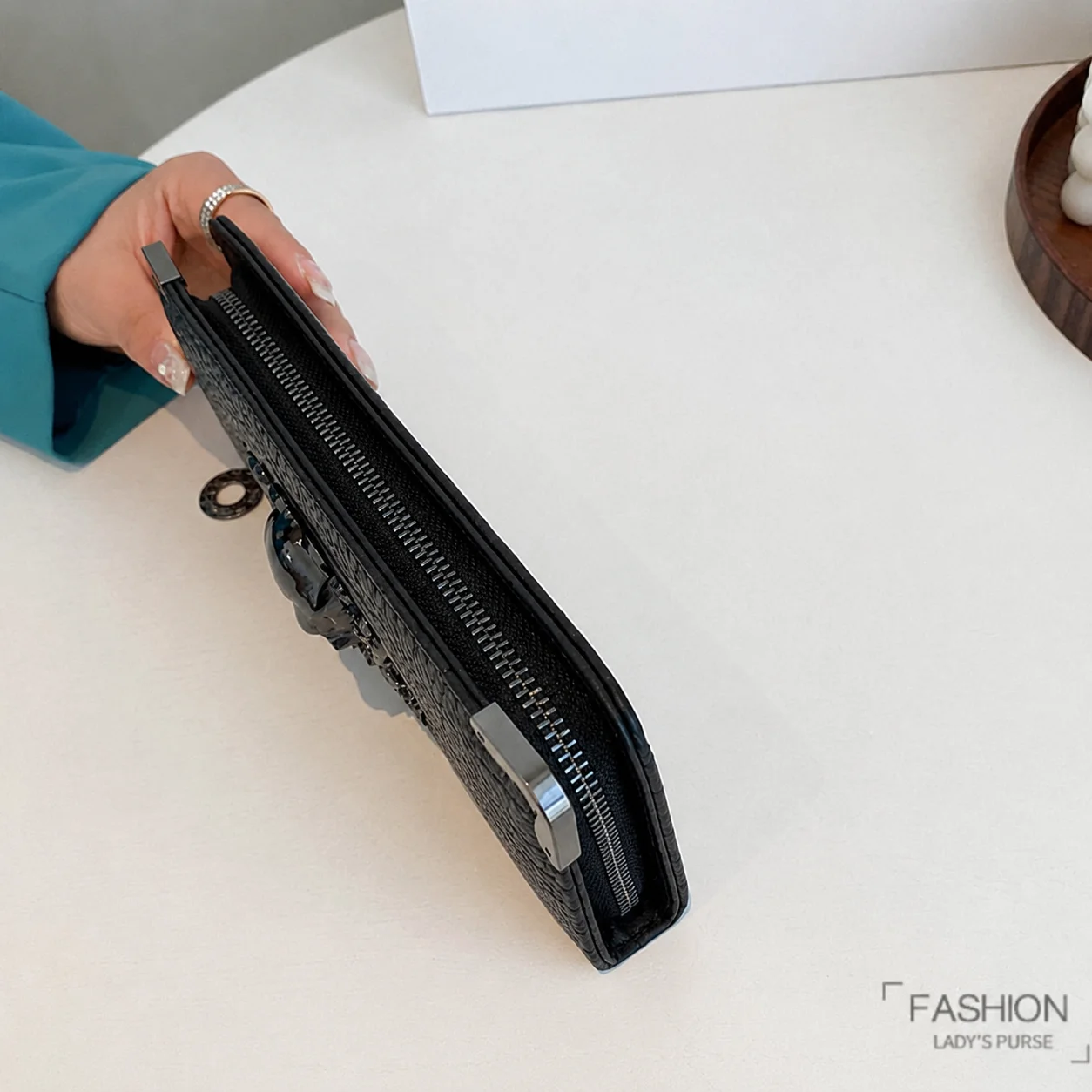 Unisex Lange Männer Frauen Geldbörse Punk Schädel PU Leder Brieftasche Zipper Clutch Tragbare Casual Dame Bargeld Geldbörse Brieftasche – Detail 7
