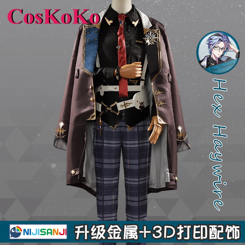 

CosKoKo Hex Haywire Cosplay Anime Vtuber XSOLEIL Costume Fashion Handsome Uniform Men Full Set Party Role Play Clothing S-XXL