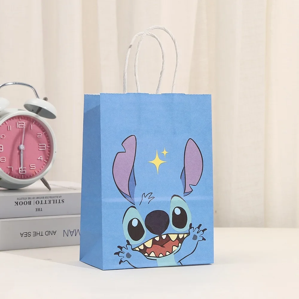 1/3/6Pcs Disney Lilo & Stitch Theme Cute Angel Paper Gift Bags Candy Biscuit Bag Tote Bags Birthday Party Baby Shower Supplies