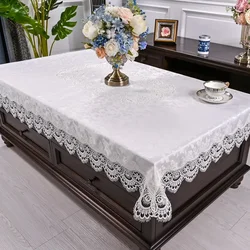 Table Cloth Rectangle White TableCloth Dining Table Cover Table Juppe Luxury Embroidered Lace Chair Cover Elegant Home Decor Wed