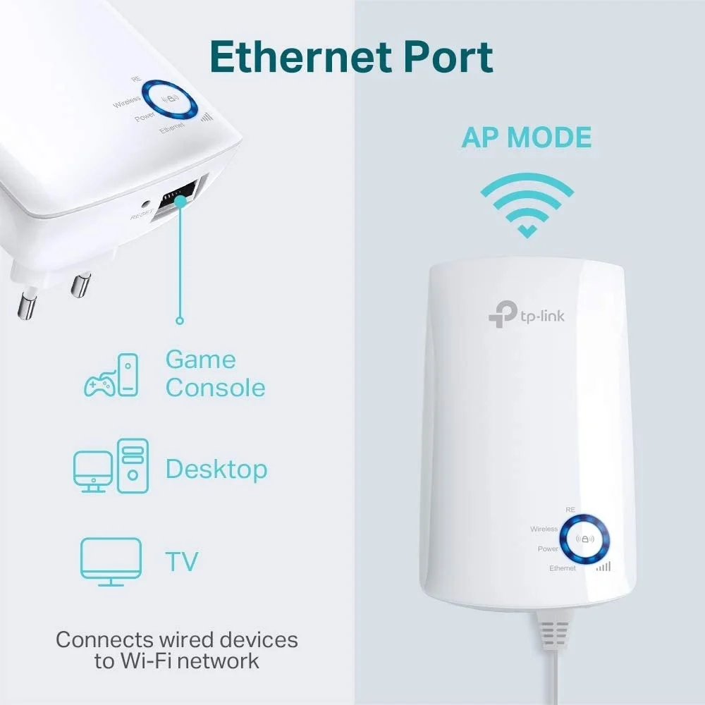 TP-Link TL-WA850RE 와이파이 범위 확장기 액세스 포인트, 무선 소형 범용 라우터, 1 LAN 포트, 300Mbps