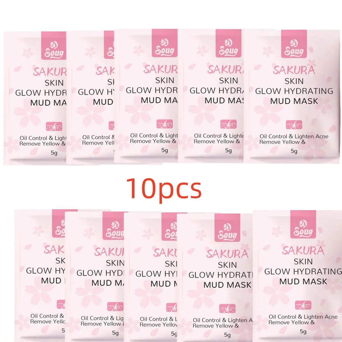 

10pcs Japan Sakura Mud Face Mask Anti Wrinkle Night Facial Packs Skin Clean Dark Circle Moisturize Anti-Aging For Facecare
