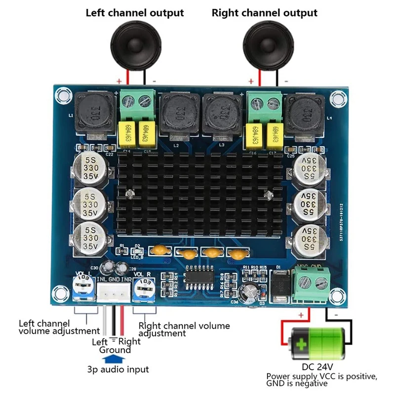 XH‑M543 Digital Amplifier Board 2X120W 2 Channel Stereo Power Amplifier Module