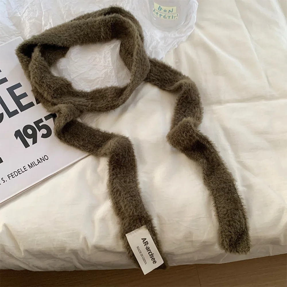 

Soft Solid Color Wool Shawl Y2K Harajuku Knitted Scarf Ribbon Dressing Decoration Long Narrow Scarves Outdoor