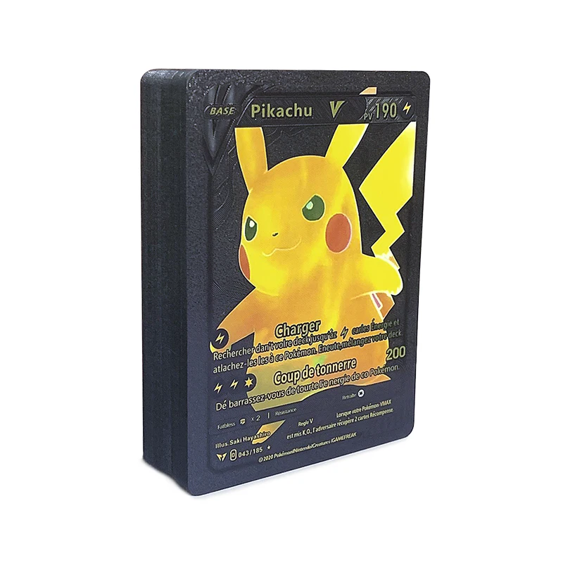 Cartas de Pokémon doradas, plateadas, negras, españolas, alemanas, Vmax, GX, Charizard, Pikachu, Colección rara, entrenador de batalla, regalo para