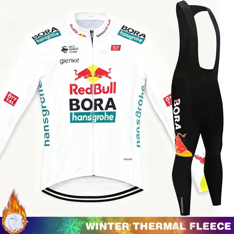 ملابس ركوب الدراجات للرجال الشتاء الأحمر الثور الحراري الصوف مريلة ملابس للرجال جيرسي البلوز طويلة الأكمام الرجعية دراجة مجموعات 2026 مجموعة