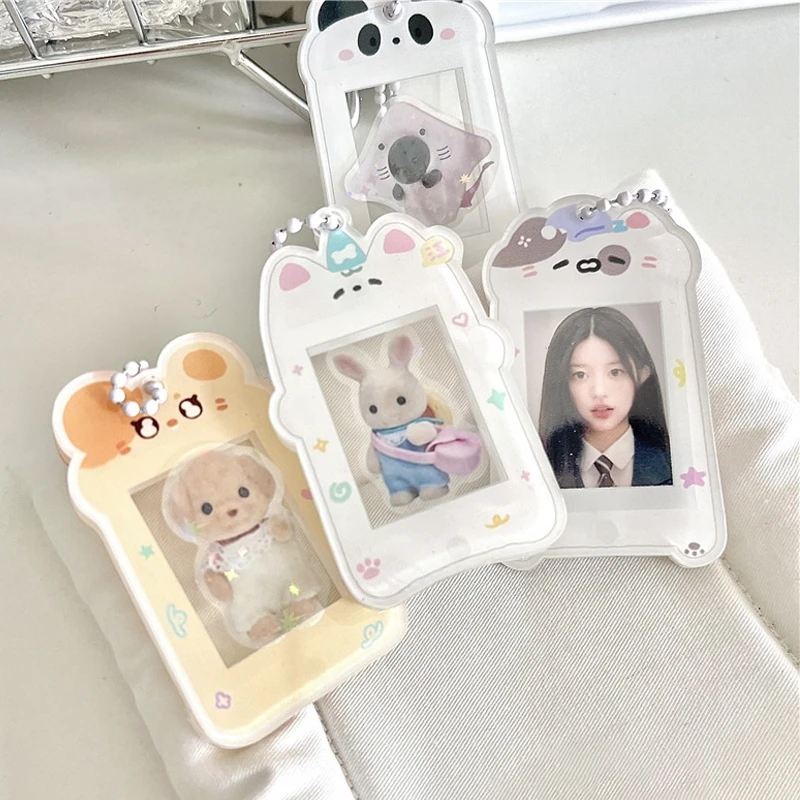 Soporte para tarjetas fotográficas de acrílico, estuche para tarjetas de fotos Kawaii, marco de exhibición de imágenes, marco de fotos de ídolo, accesorios Kpop, colgante de bolsa Ş