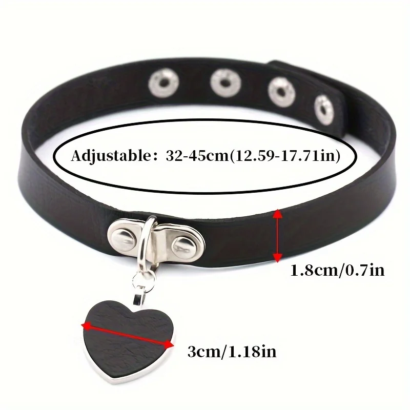 1 Sexy Love Heart Pendant Collar Plus 1 Lanyard Chain Lover\'s Necklace, Gothic Jewelry Necklace for Men Women Holiday Gift