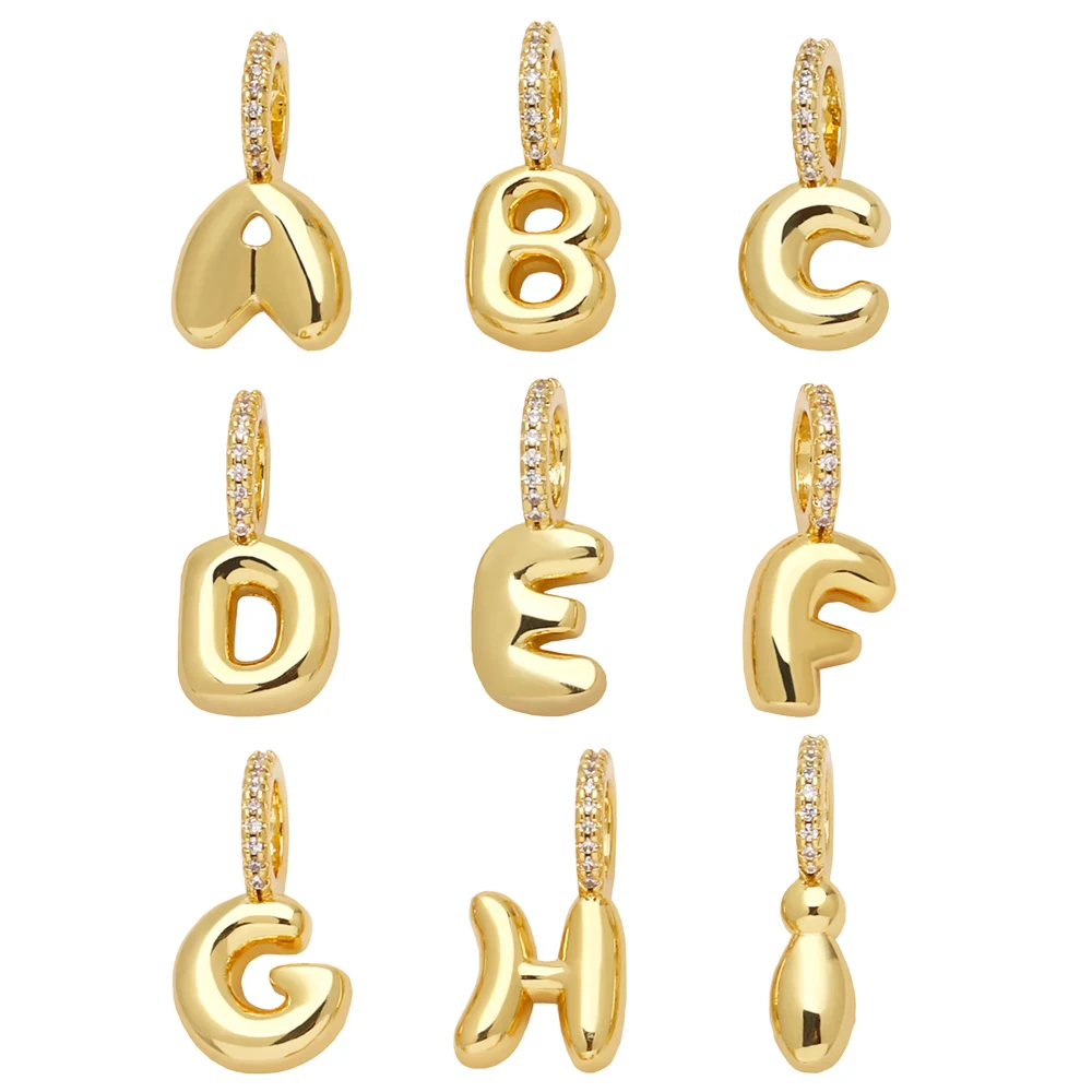 OCESRIO White Crystal Connect 26 Letters Pendant for Necklaces Copper Gold Plated Initial Name Jewelry Making Supplies pdtb644