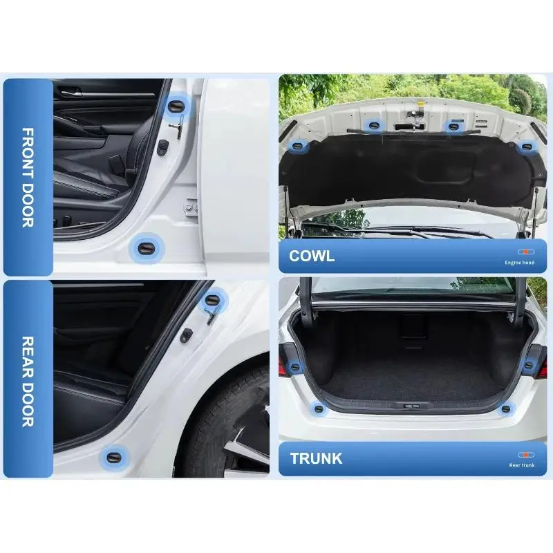 SEAMETAL 12Pcs Upgraded Car Door Gap Cushion Hood Bumper Shock Absorber Reduce Noise Door Protection Pad Universal For Sedan Su