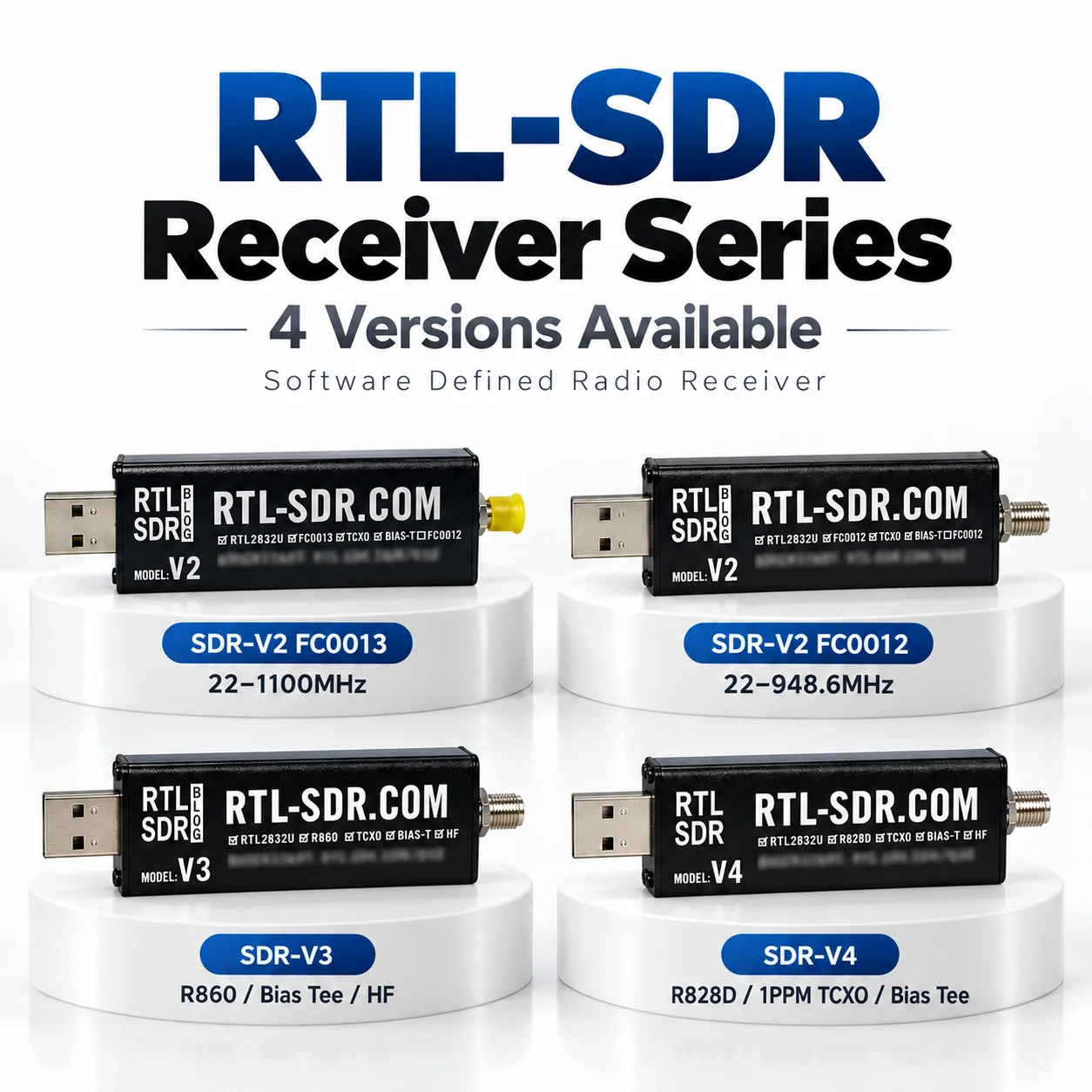 Software Defined Radio Receiver RTL-SDR V4 V3 V2 RTL2832U R828D R860 FC0013 F...