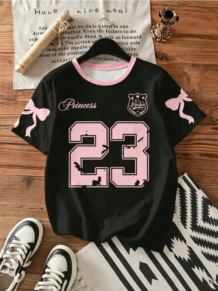 Summer New NO. 23 3D Print Sports Jersey Men's Women's Basic Short Round Neck Sleeve T-Shirt Casual Loose Tops Family Kids Tees