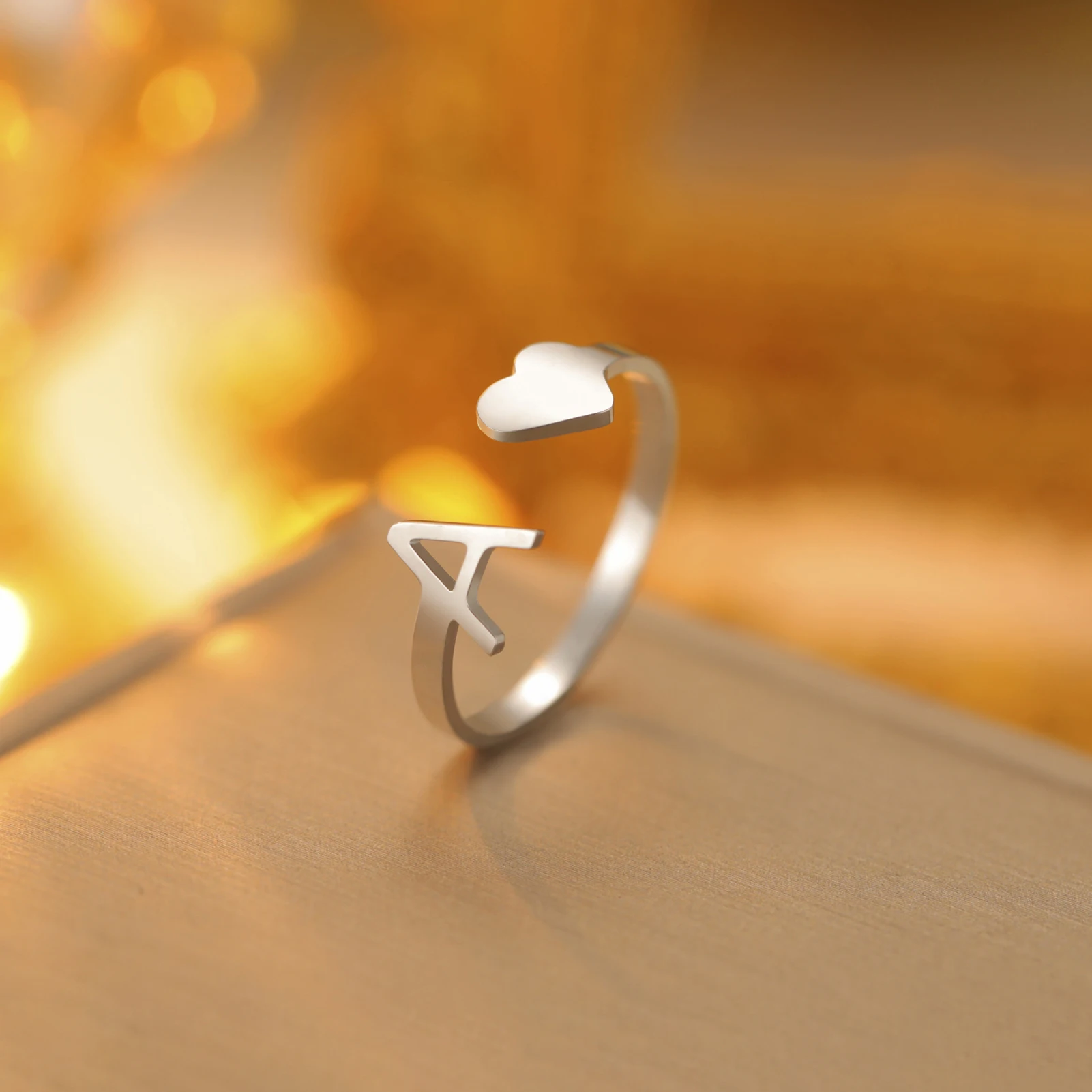 

Customized Heart - Shaped Ring With Letters, Adjustable And Minimalist Design, Personalized And Fashionable Gift, For Couples