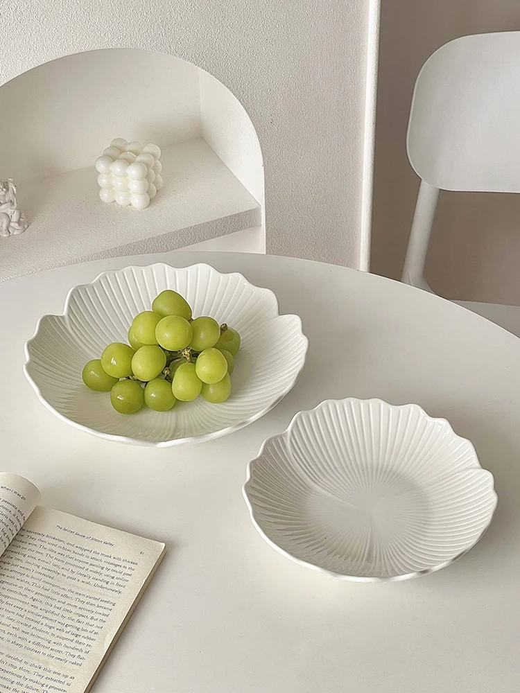 Plato de Cerámica Blanco con Diseño de Piña Plateada, para Sala de Estar, Mesa de Centro, Uso Doméstico, para Aperitivos, Dulces, Frutos Secos