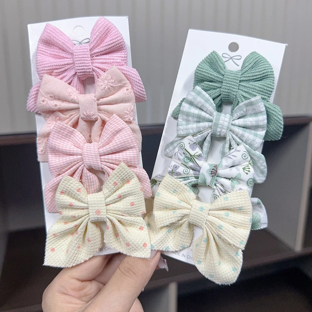4Pcs/set Spring Summer Kids New Floral Printed Bows Hair Clip Fresh Cute Hair Pins Barrettes Headwear Girls Hair Accessories
