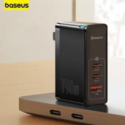 Baseus 140W Gallium Nitride Charger USB 3Port PD3.1 Fast Charging GaN TypeC Plug Data Cable Set for Macbook iPad Phone Computer