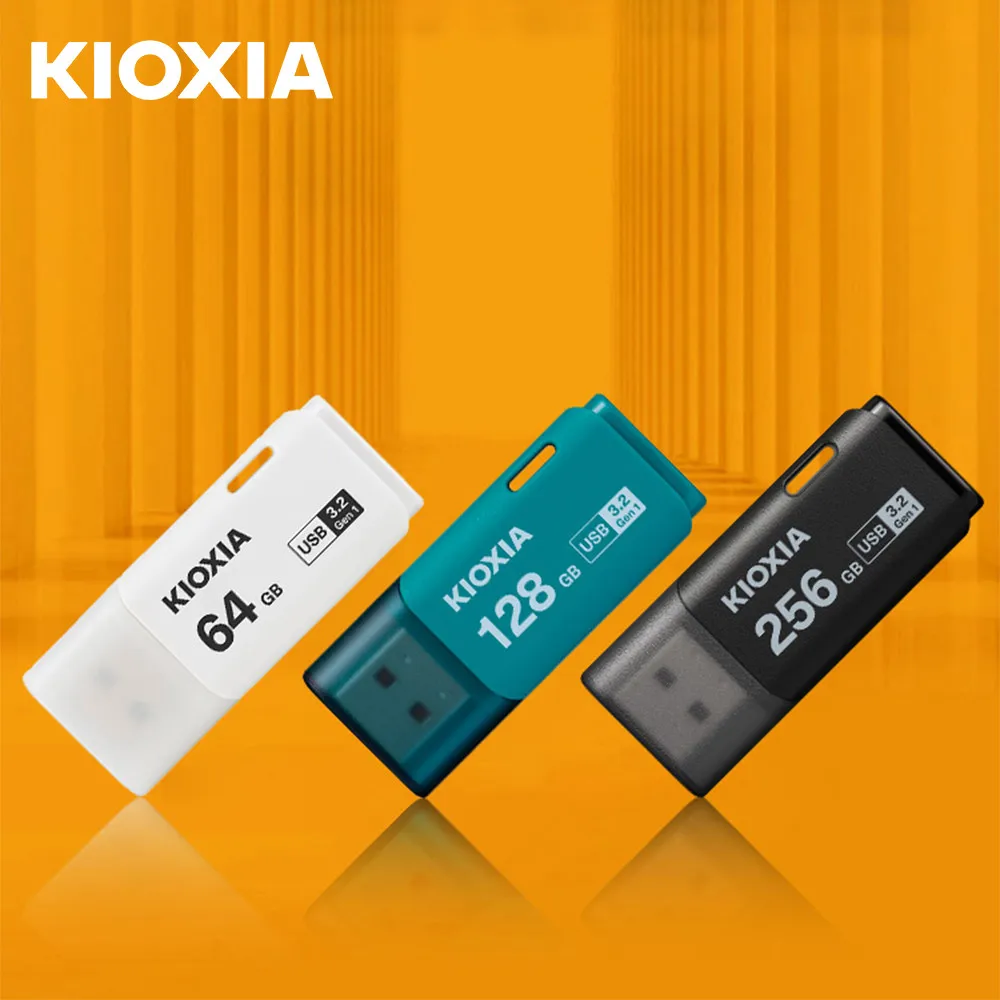 Kioxia جهاز نقل بيانات فلاش USB من Kioxia طراز USB3.2 Gen1 أبيض وأخضر بسعة 64 جيجابايت و128 جيجابايت و256 جيجابايت من توشيبا ، محرك أقراص usb على شكل قلم ، ذاكرة