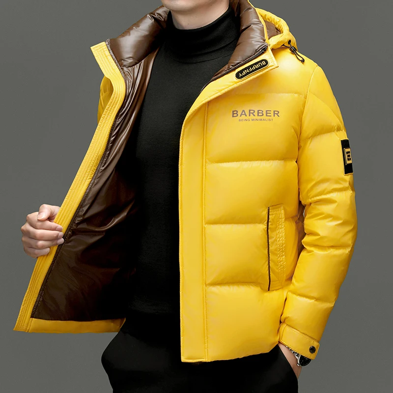 

Ture 90% White Duck Down Parka Coat 2025 Men Winter Trendy Puffer Jacket Bright Color Wind-proof Hood Coat Outdoor Warm Jacket
