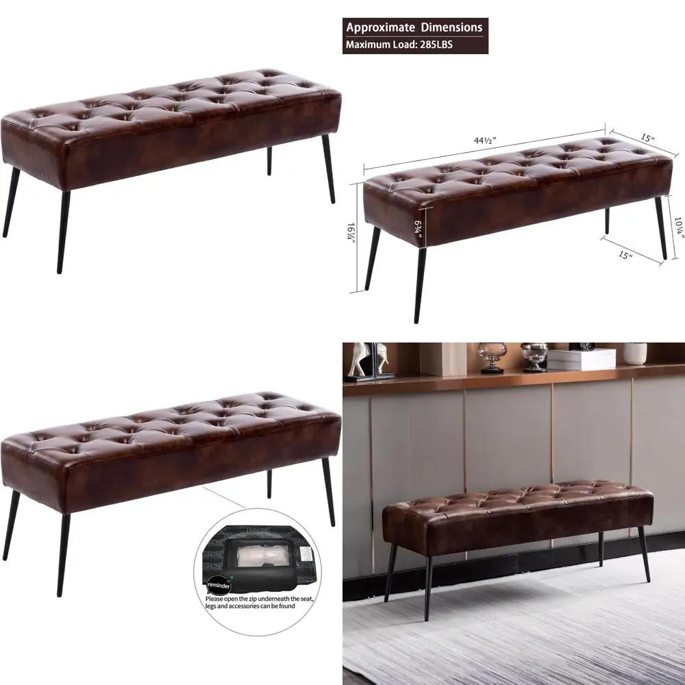 

DUHOME Button-Tufted Ottoman Bench, Upholstered Bedroom Benches Footrest Stool Dining Bench Leather Accent Bench for Entryway Di