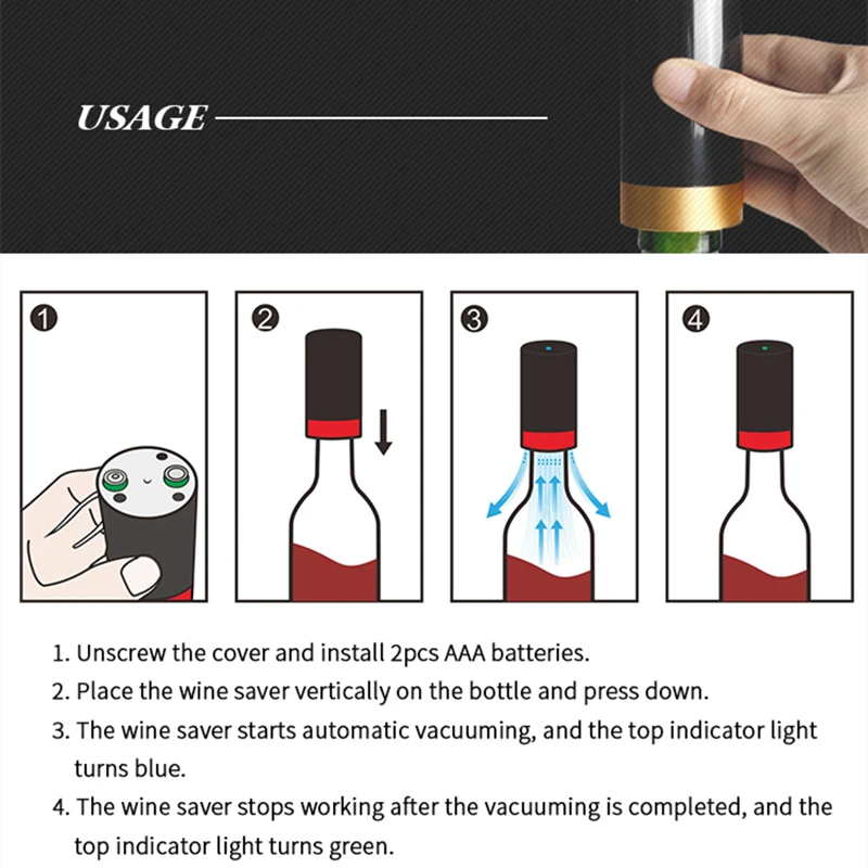 Tappo per bottiglia di vino sottovuoto elettrico pompa conservazione strumenti per Bar riutilizzabile automatico mantenere il tappo per vino fresco accessori da cucina