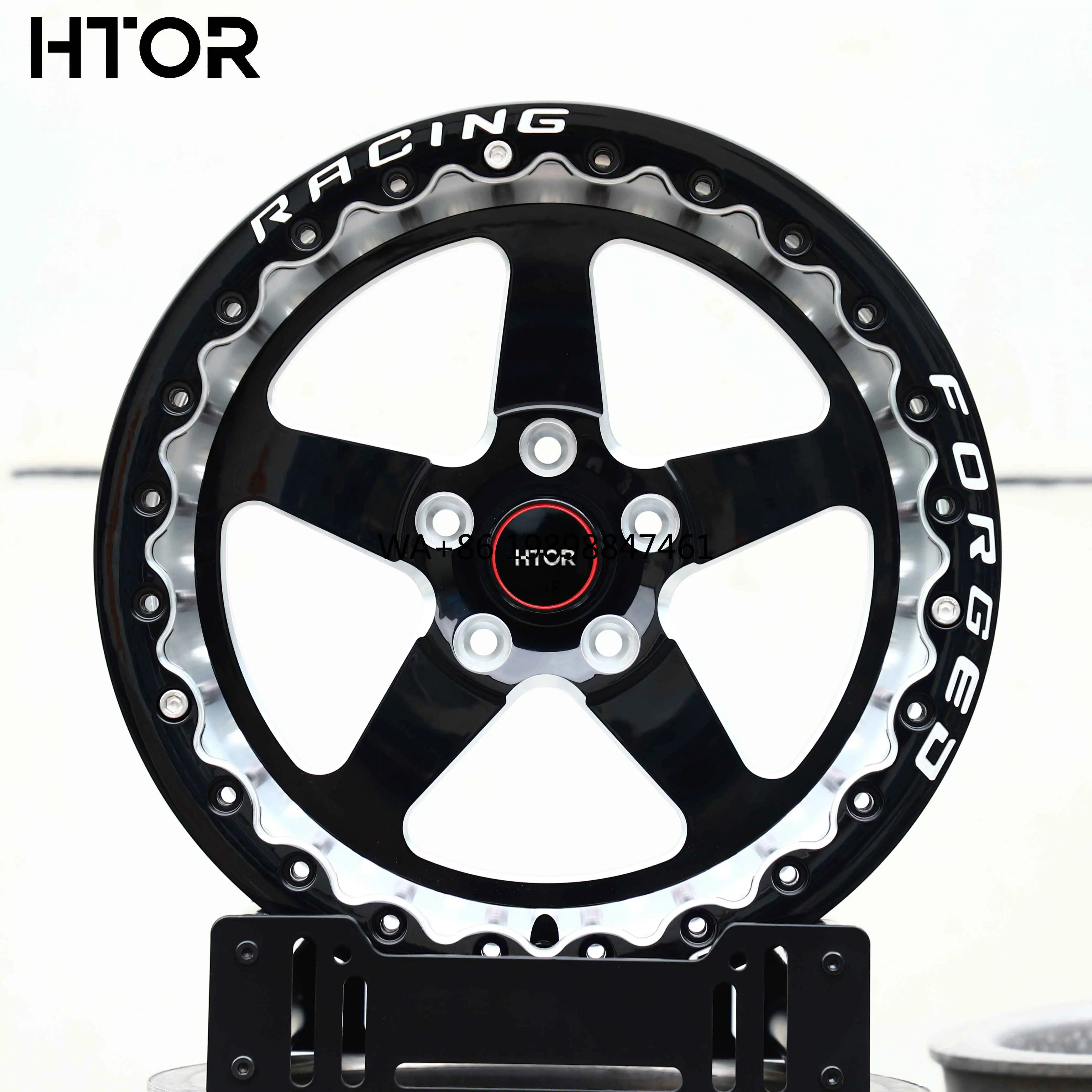 

HTOR 15x10 17x10 18x10 5x114.3 5x120 Pro Drag Racing Beadlock Forged Wheels Gloss Black Machined for