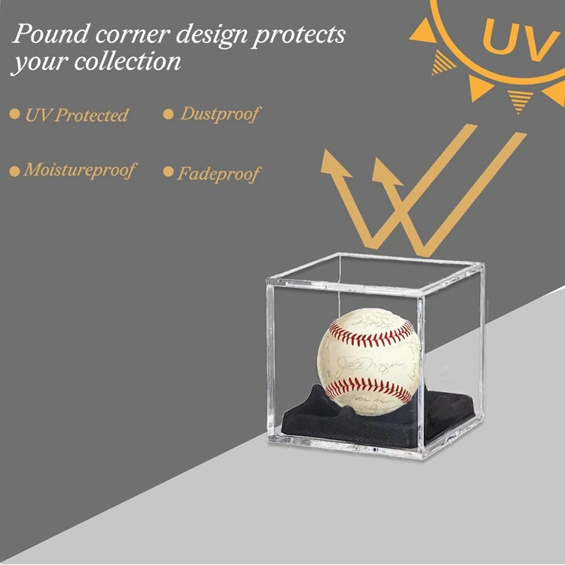 Baseball Display Case para qualquer beisebol, casos acrílicos, durável, fácil de usar, UV protegido