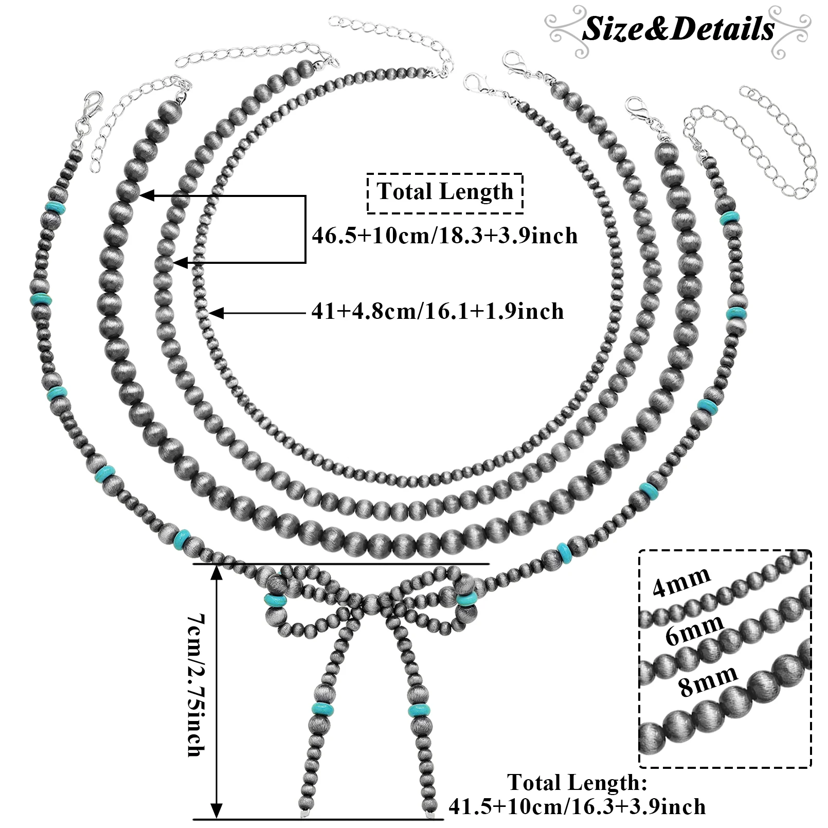Navajo Pearl Bow Choker Necklace Western Jewelry for Women Bohemia Green Stone Beaded Necklaces Western Cowgirl Jewelry Gifts
