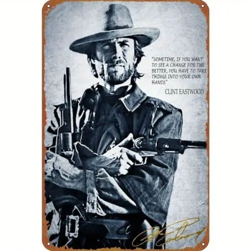 Clint Eastwood Classic Cowboy Movie Poster Schild aus wetterfestem Aluminium-Aluminium