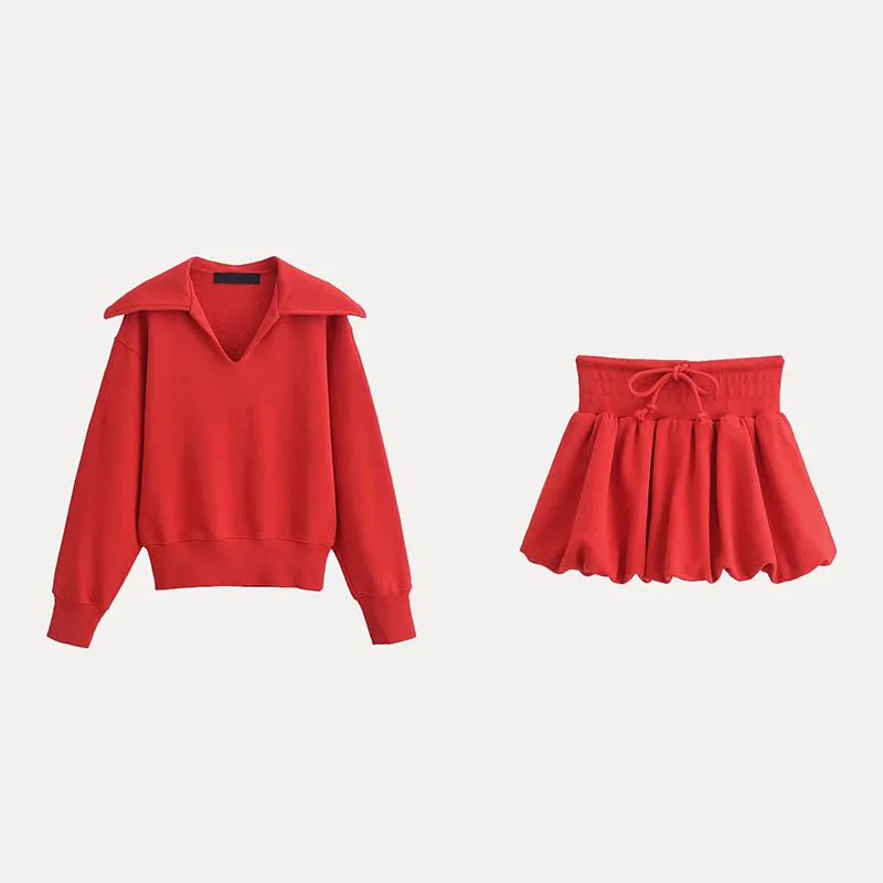

Spring 2025 Women's Faion ort Hoodie Lantern Sle Skirt Embroidered Design Polyester Fiber New Arrival Streetwear