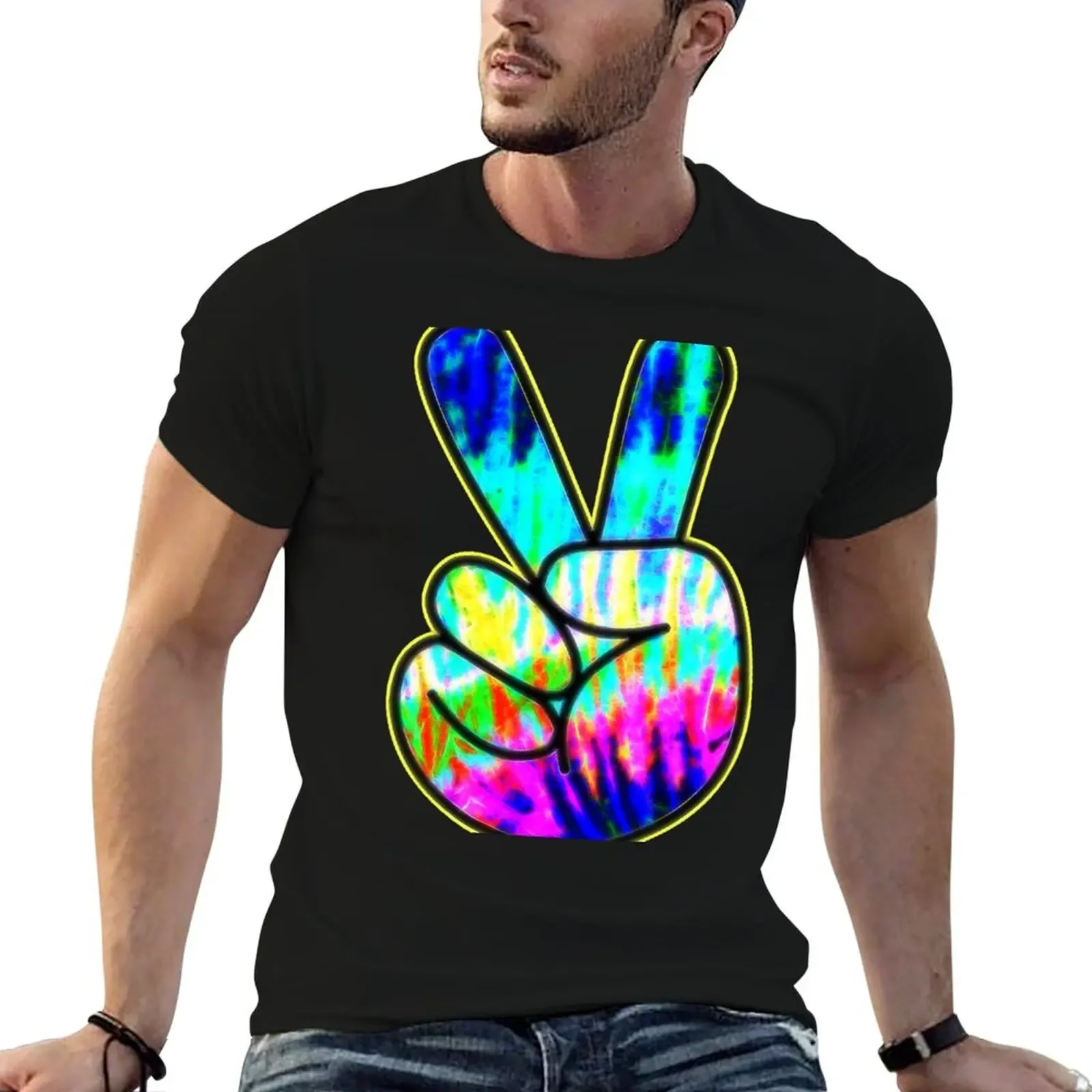 Peace Sign Tie-Dye T-Shirt vintage anime shirt anime stuff graphic shirts baggy shirts tshirts for men