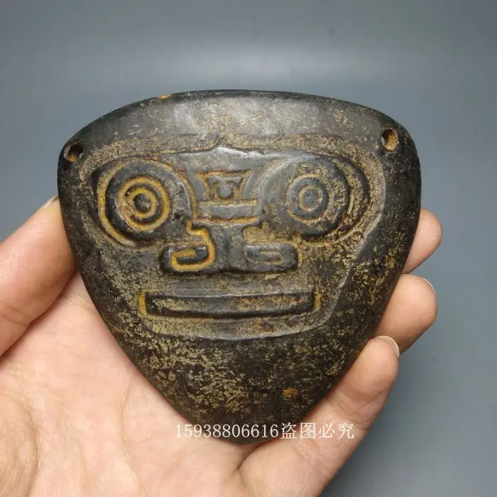 Hongshan jade collection iron stone  meteorite pictograph old jade brand Liangzhu culture Facebook old objects