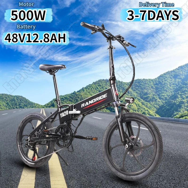 YA20 Electric Bike 500W Brushless Motor 48V12.8AH Lithium Battery City Trip Electric Bicycle 20 inch Tire Mountain Fold E-bike