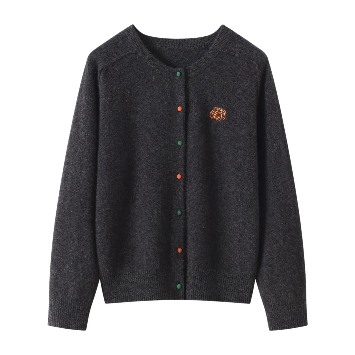 100% pure cashmere cardigan soft waxy sweater coat color button embroidered pumpkin top