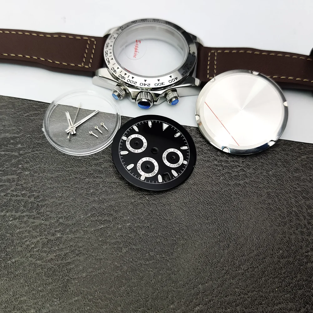Cassa per orologio da uomo alla moda da 40 mm adatta per movimento VK63 Orologio con codice di temporizzazione multifunzionale che si illumina al quadrante notturno impermeabile