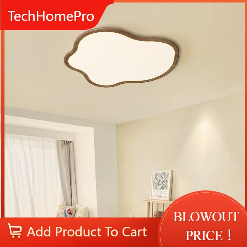 TechHPUltra Thin Wood Grain Ceiling Light Led Cloud Design Ceiling Lamp For Kitchen Living Room Bedroom Children's Room Indoor L