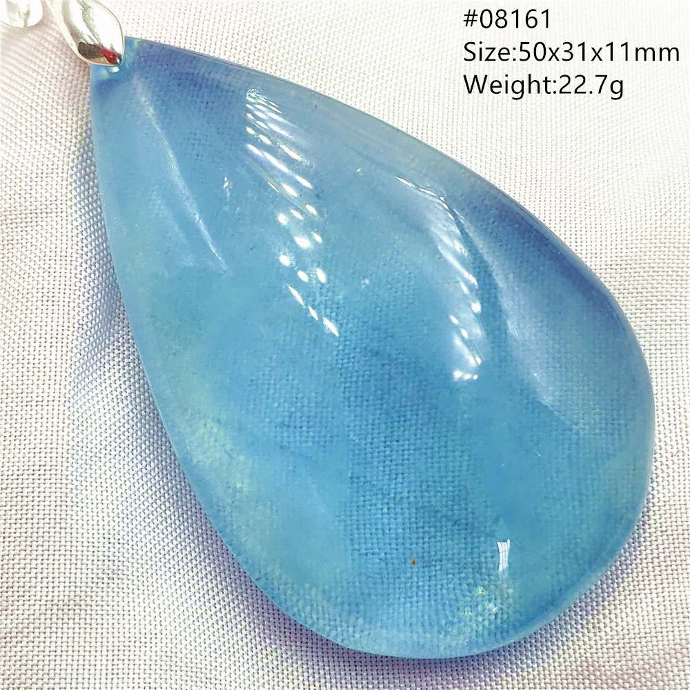 Natural Blue Aquamarine Clear Bead Pendant Necklace Water Drop Women Men Brazil Best Gift Jewelry Healing Stone AAAAAA