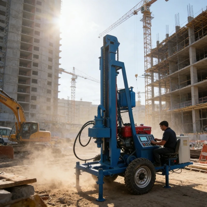 Small Blue Diesel Easy Operation Water Well Drilling Rig Hydraulic Control Portable Track Type Max 150m for Outdoor Drilling