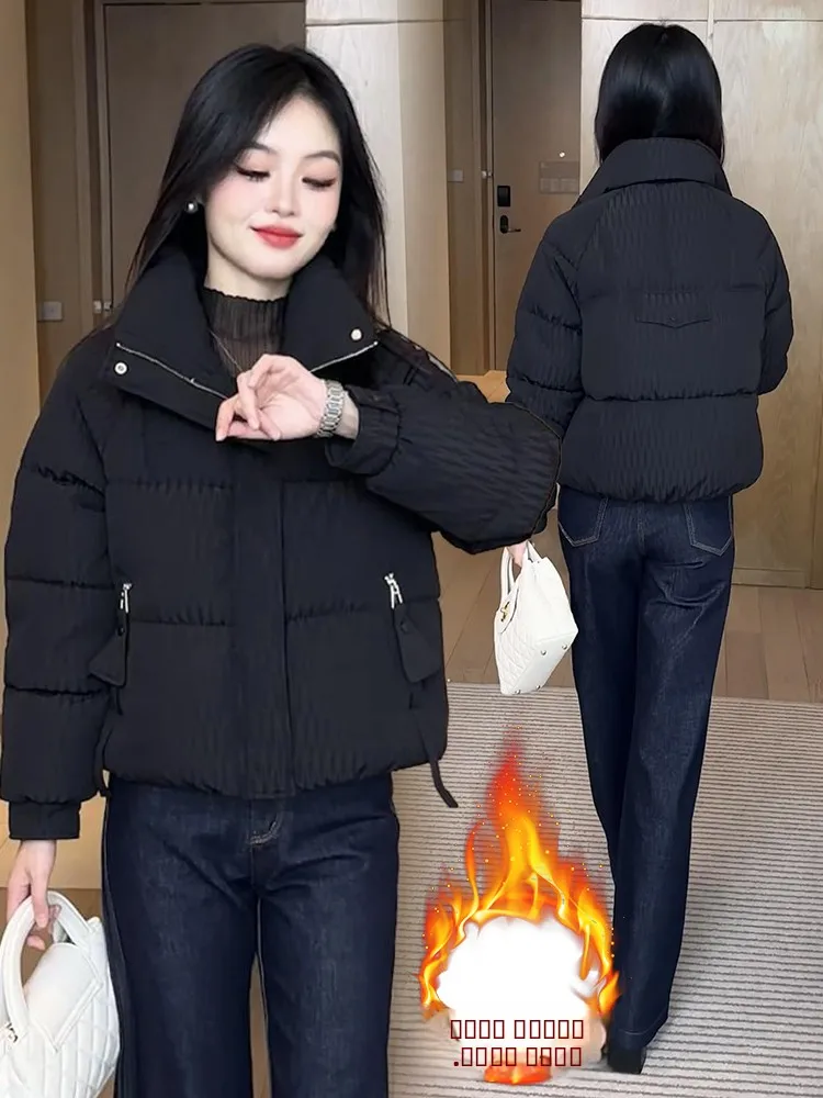 

Модная утепленная хлопковая куртка для женщин, новая зимняя модель, свободного кроя, с флисовой подкладкой, прочная молния